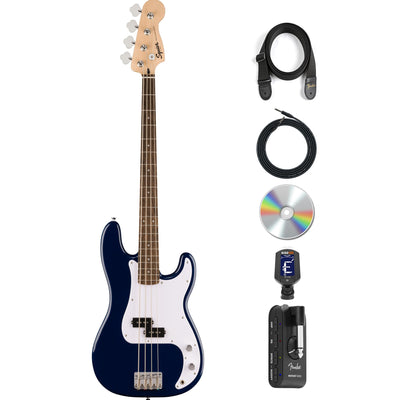Fender Squier Sonic Precision Bass Guitar - Midnight Blue w/ Mustang Micro Headphone Amplifier