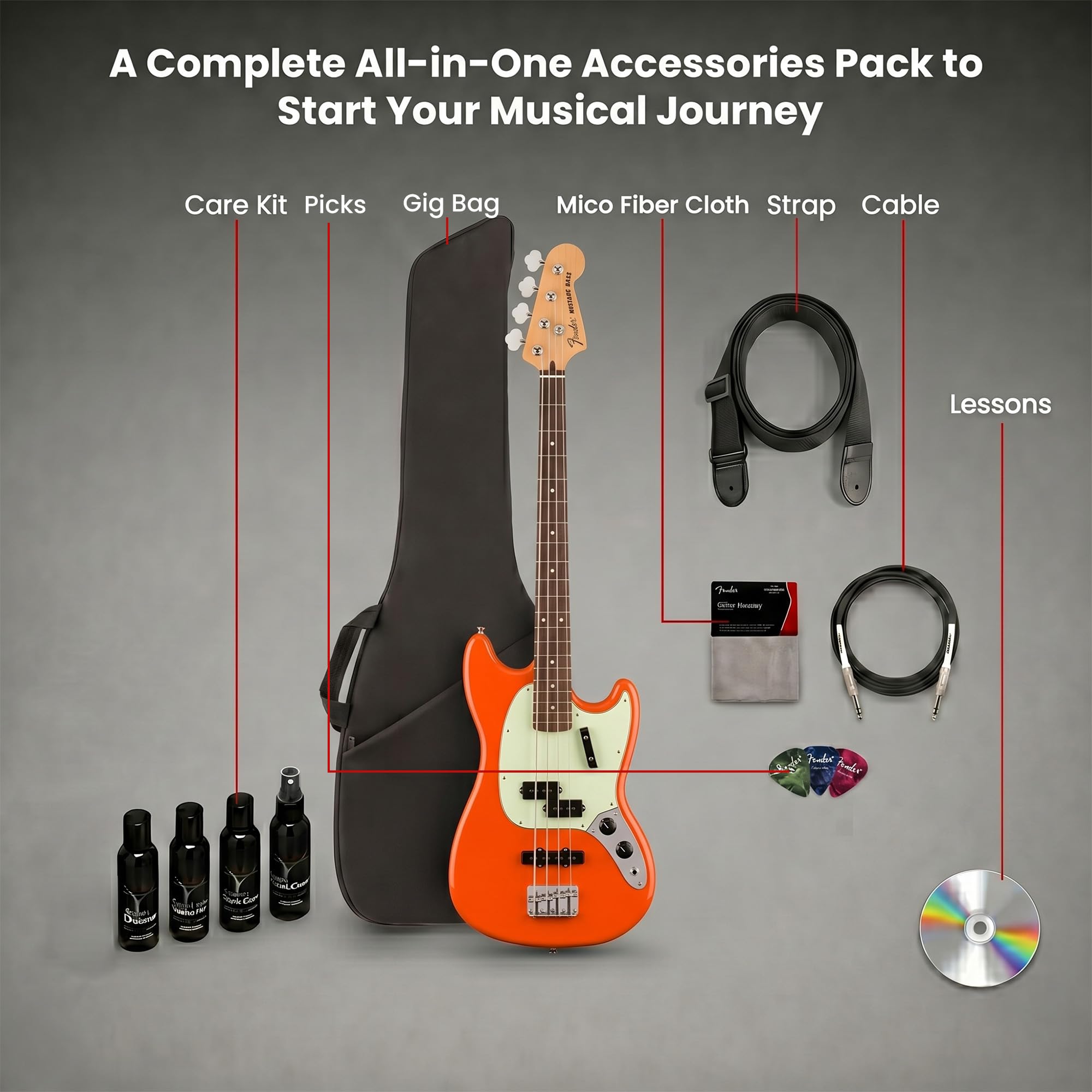 Fender Player II Mustang Bass PJ - Rallye Orange