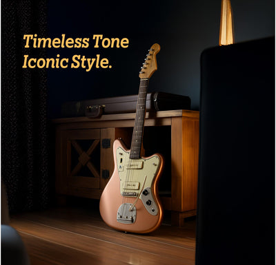 Fender American Professional Classic Jaguar - Faded Firemist Gold w/ Cleaning Kit