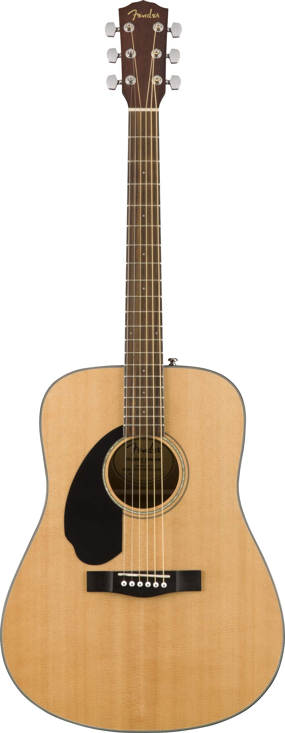 Fender CD-60S Solid Top Dreadnought Acoustic Guitar, Left Handed - Natural w/ Gig Bag