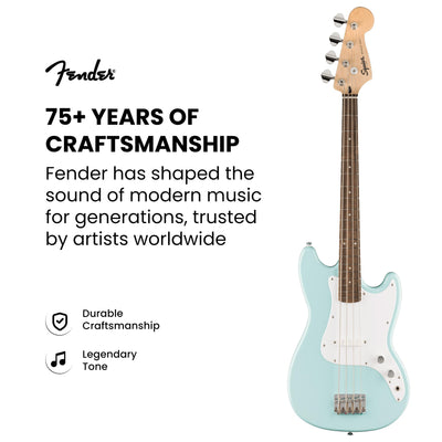 Fender Squier Sonic Bronco Bass Guitar - Daphne Blue w/ Tuner