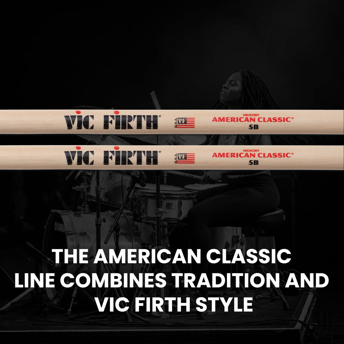 Vic Firth American Classic 5B Drumsticks - 6 Pack w/ Polishing Cloth