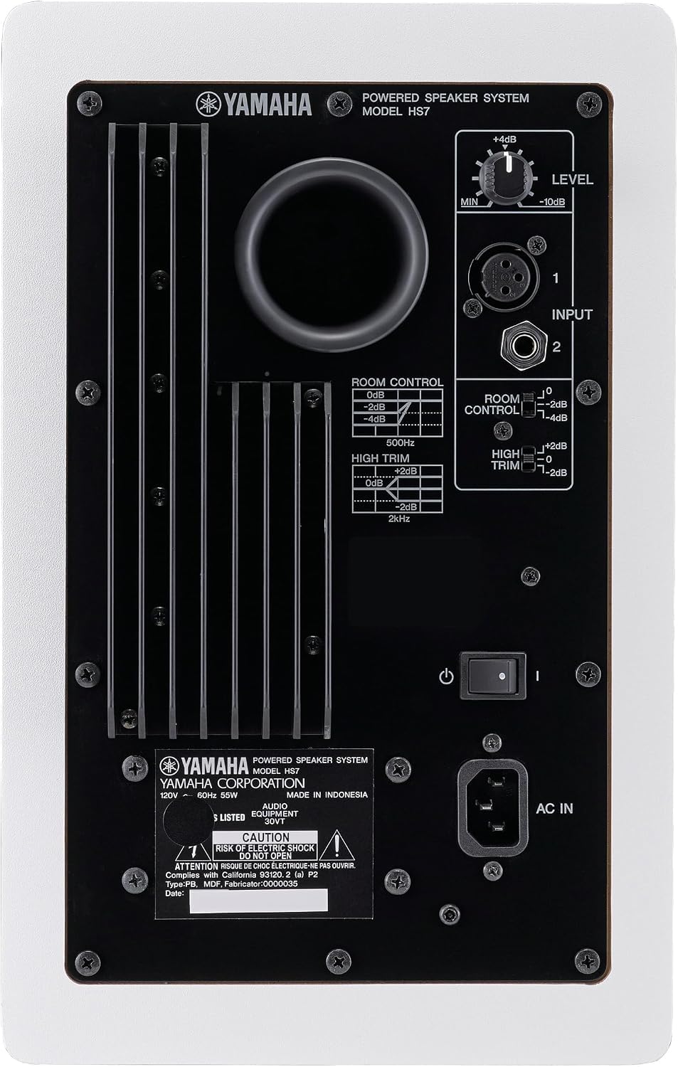 Yamaha HS7 7-Inch Powered Studio Monitor Speaker - White