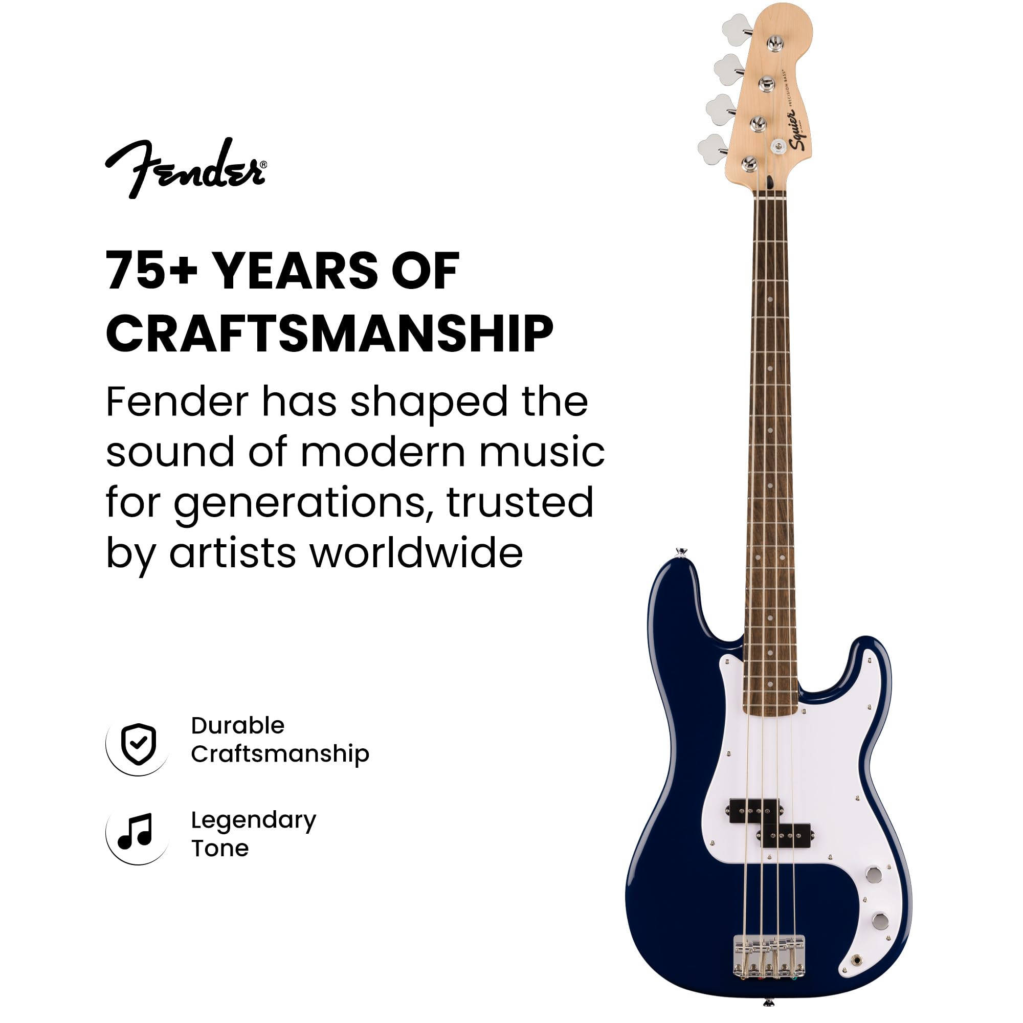 Fender Squier Sonic Precision Bass Guitar - Midnight Blue w/ Amplifier