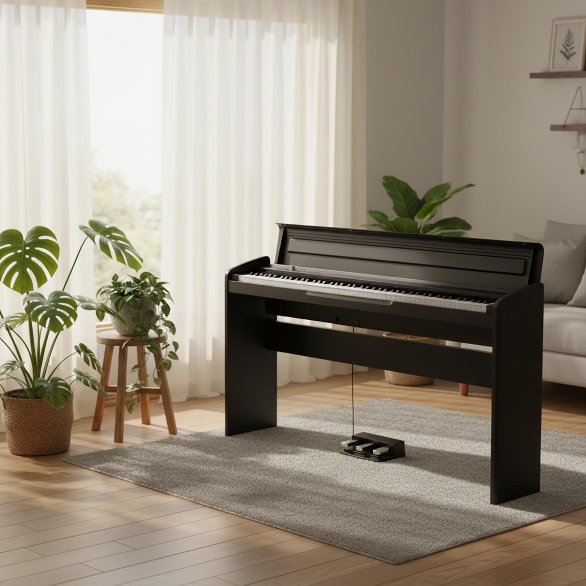 Korg LP-180 Contemporary Home Digital Piano - Black w/ Furniture Bench