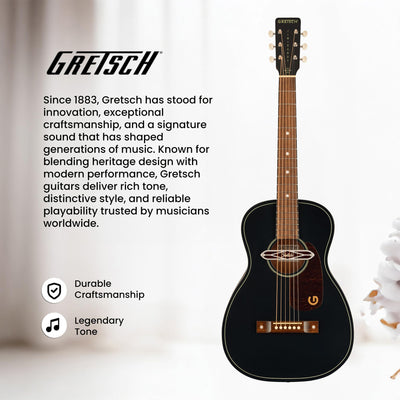 Gretsch Jim Dandy Deltoluxe Parlor Short Scale Acoustic-Electric Guitar - Black Top