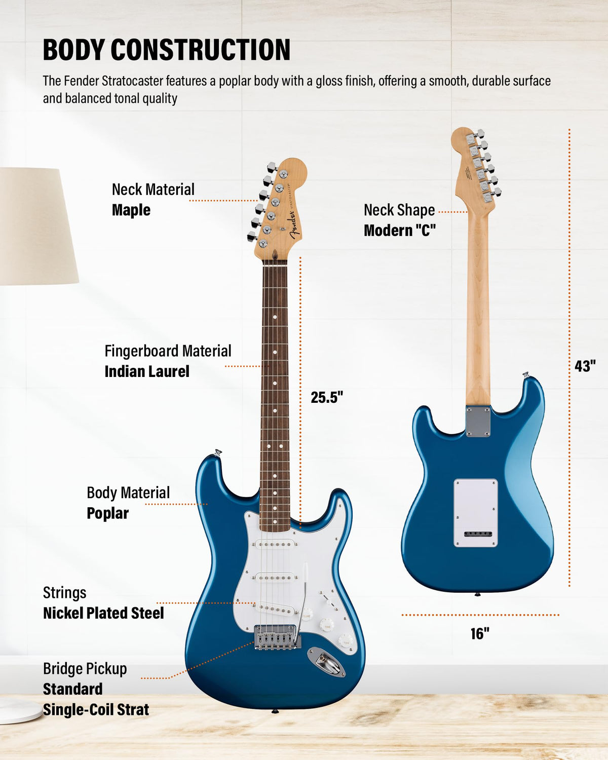 Fender Standard Stratocaster - Aqua Marine Metallic w/ Guitar Cleaning Kit
