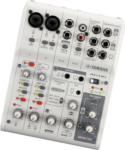Yamaha AG06MK2 6-Channel Live Streaming Loopback Audio USB Mixer - White