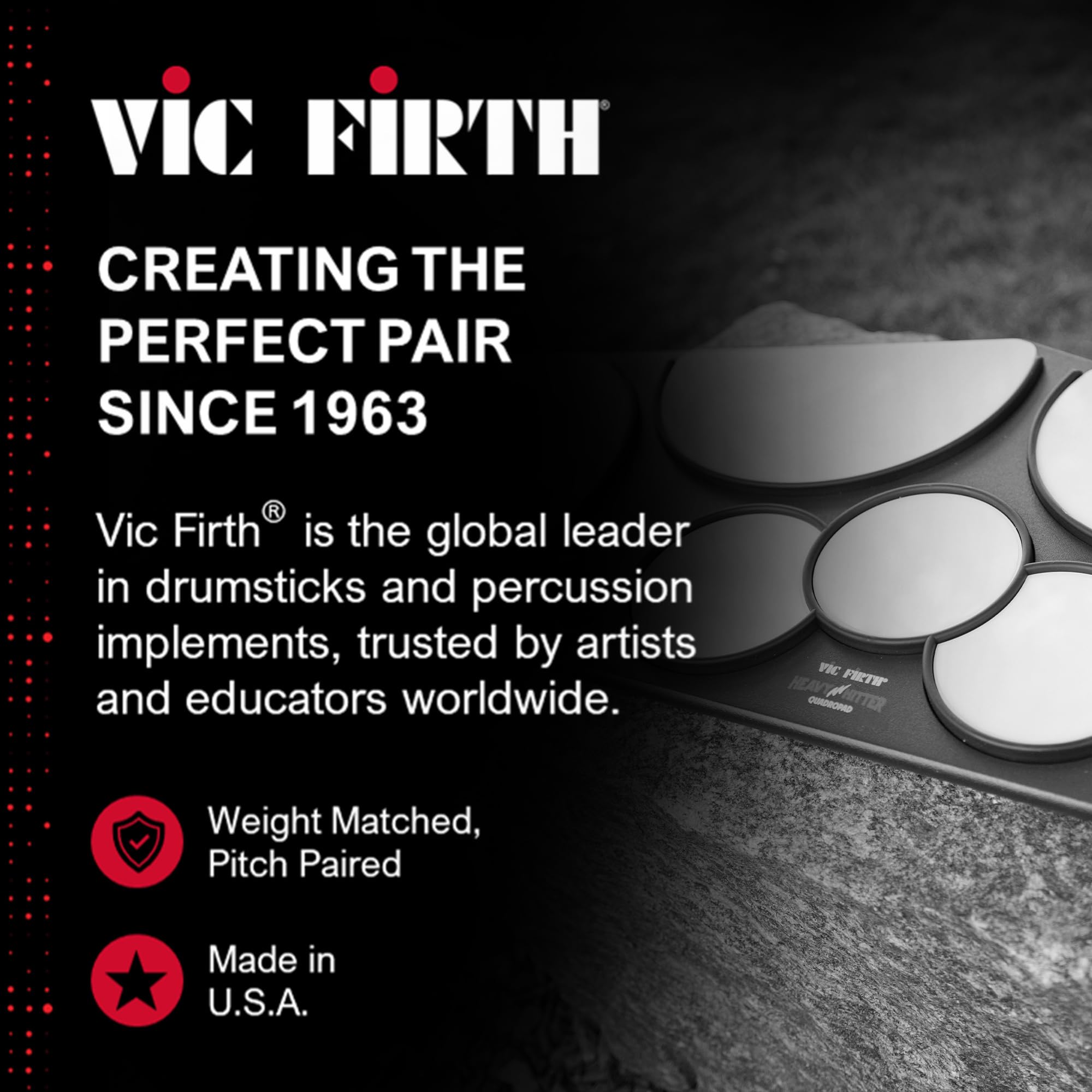 Vic Firth HHPQLR Heavy Hitter Quadropad Practice Pad with Rims - Large