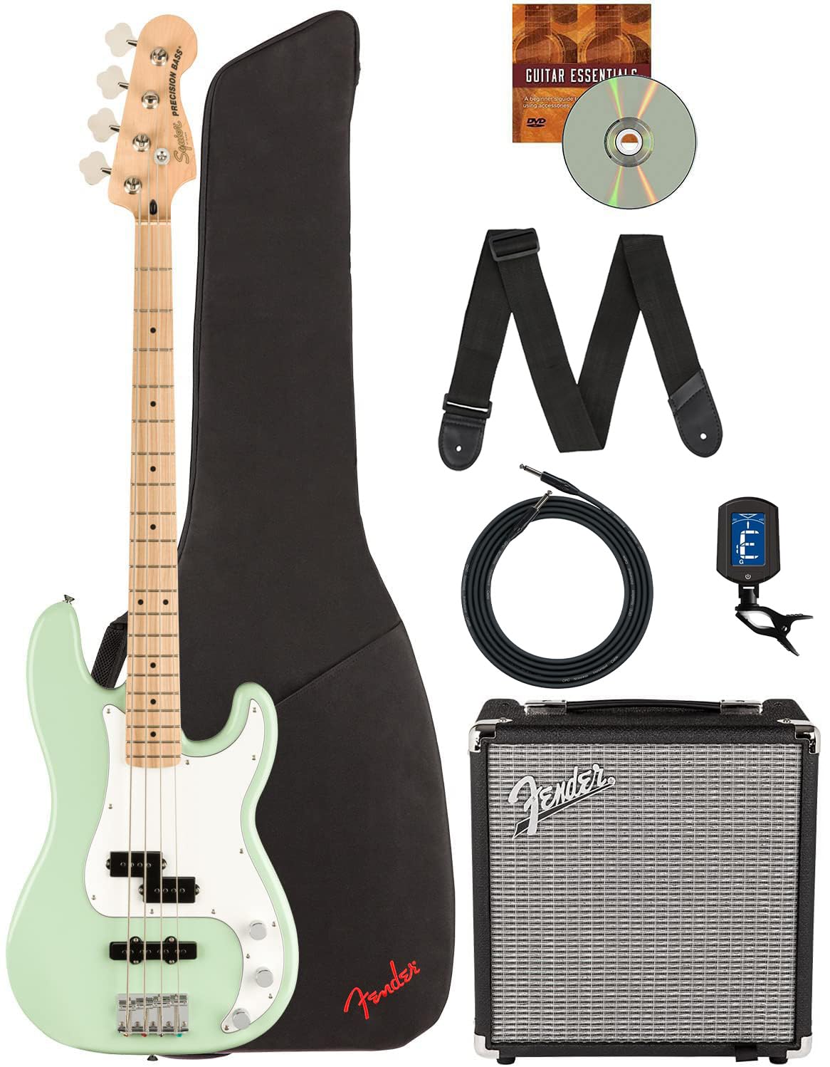 Fender Squier Affinity Precision Bass PJ - Surf Green w/ Rumble 15 Amplifier