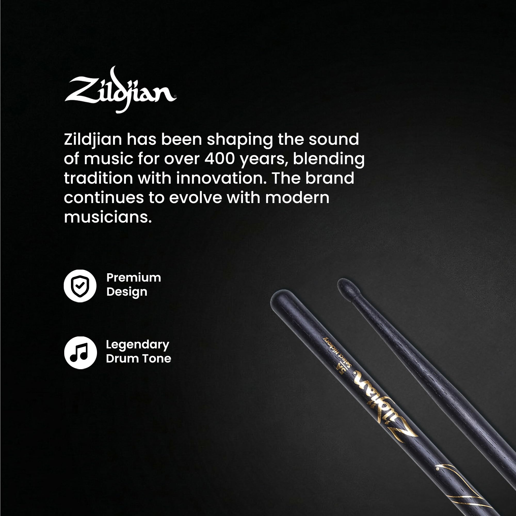 Zildjian 5A Black Drumsticks - 12 Pack