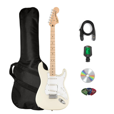 Fender Squier Affinity Stratocaster, Maple - Olympic White w/ Gig Bag