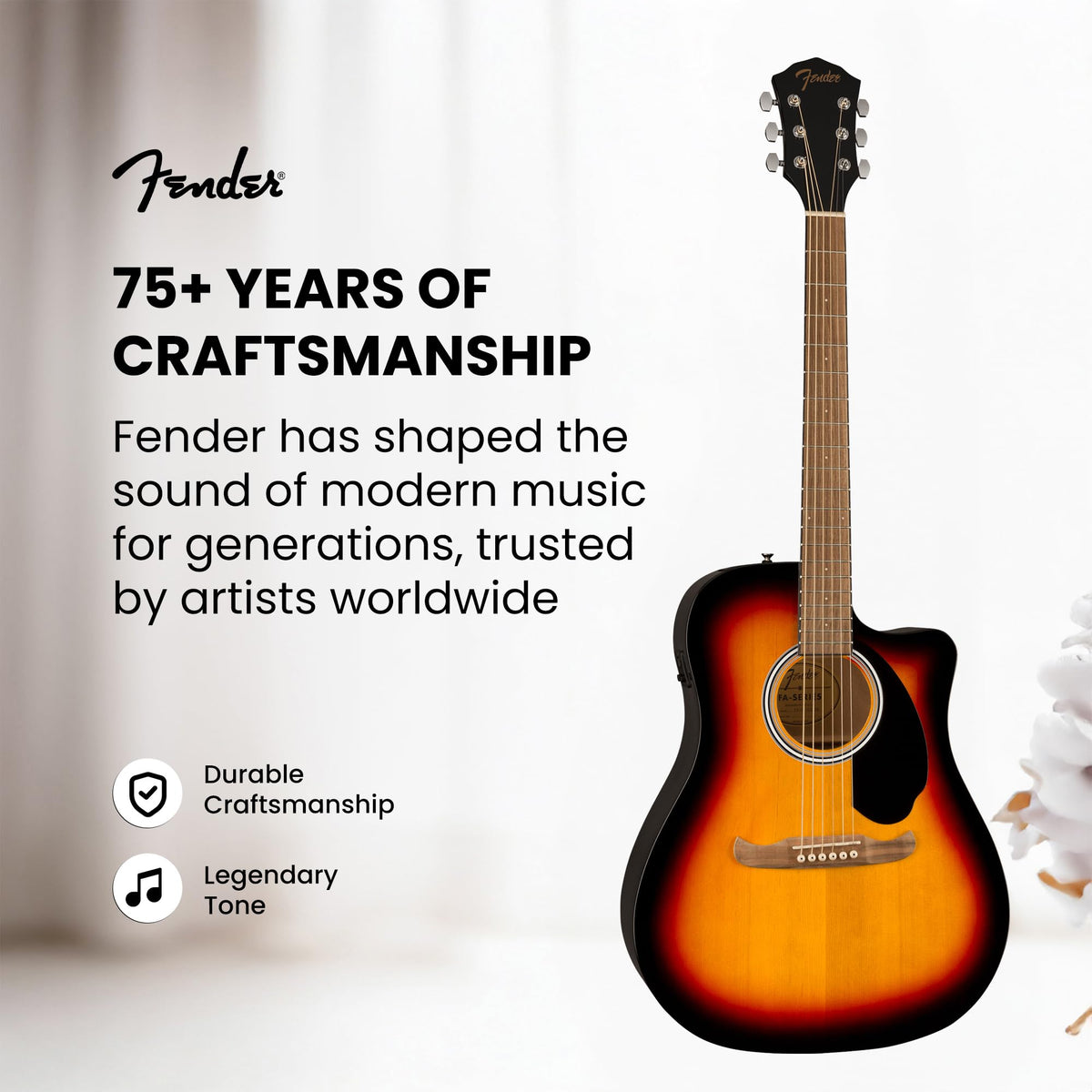 Fender FA-125CE Dreadnought Cutaway Acoustic-Electric Guitar - Sunburst w/ Gig Bag