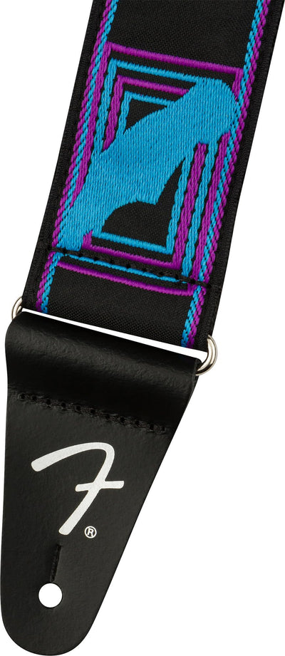 Fender Neon Monogrammed 2-Inch Guitar Strap - Blue and Purple w/ Strap Blocks
