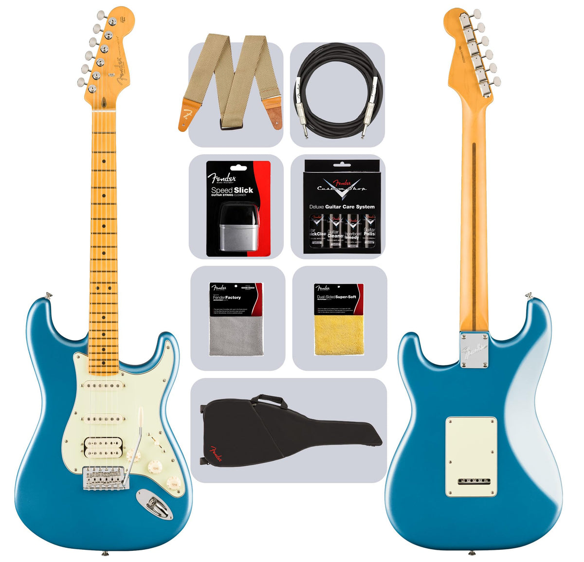 Fender American Professional Classic Stratocaster HSS - Faded Lake Placid Blue w/ Cleaning Kit