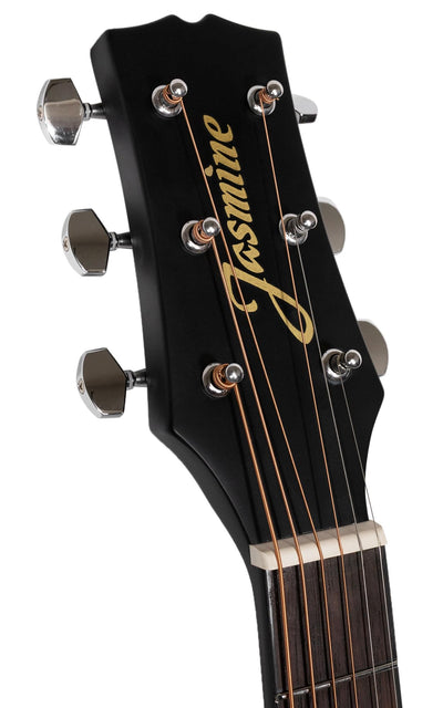 Jasmine S34C NEX Orchestra-Style Cutaway Acoustic Guitar - Black w/ Hard Case