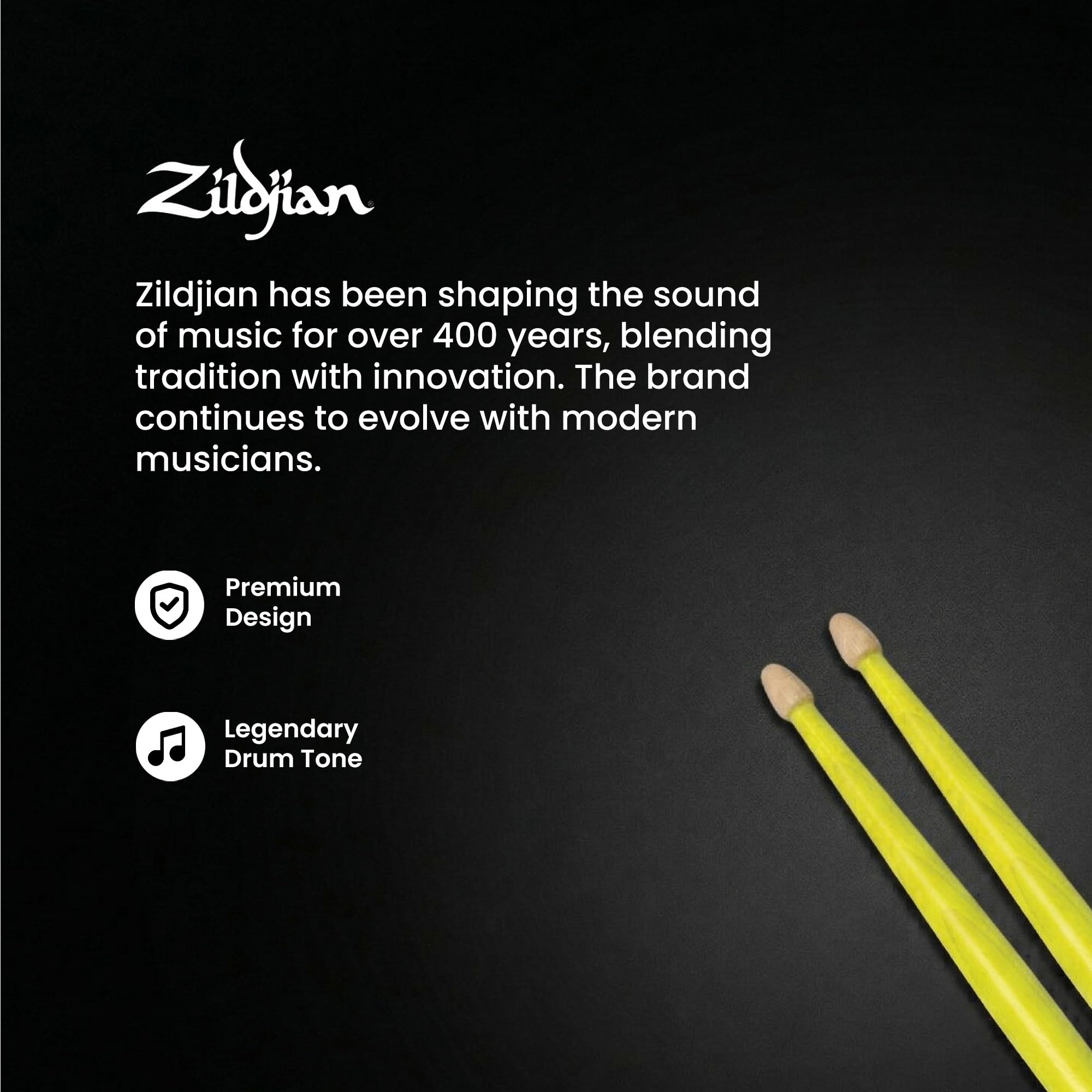 Zildjian 5A Acorn Neon Yellow Drumsticks - 12 Pack