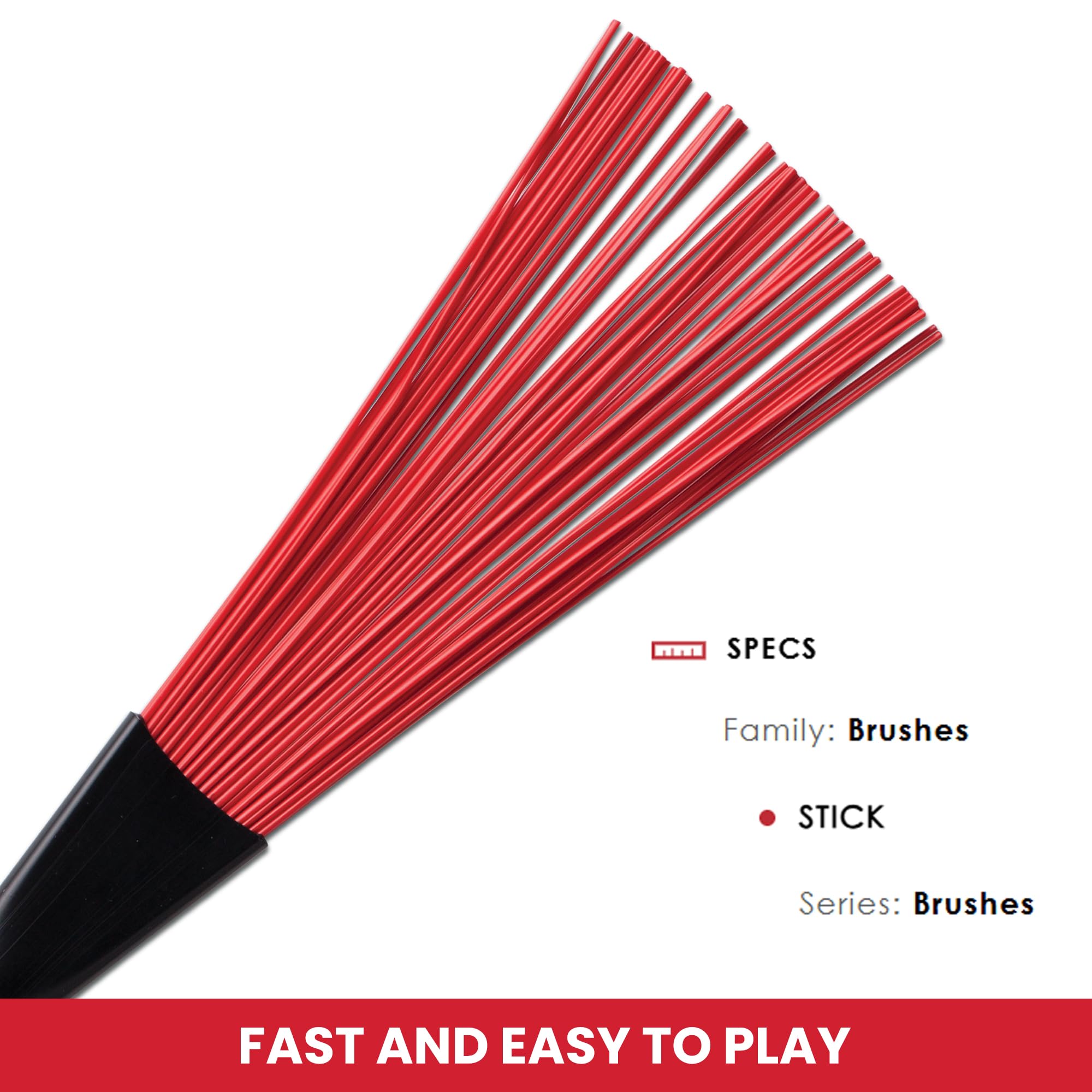 Vic Firth BJR Jazz Rake Brush - Red Plastic