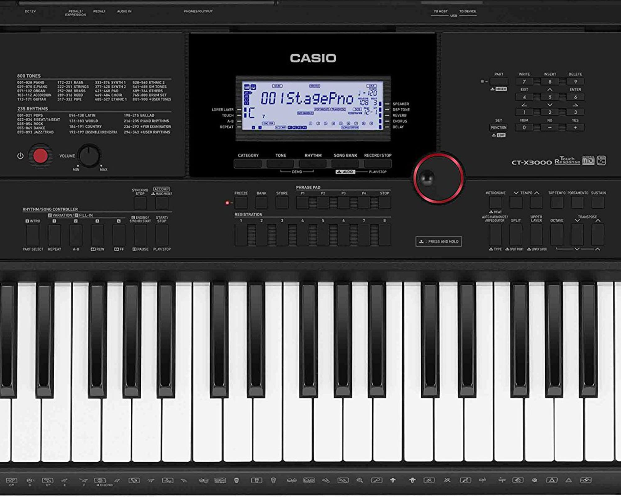 Casio CT-X3000 61-Key Portable Arranger Keyboard w/ Adjustable Stand