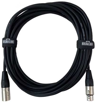 Gearlux 25-Foot XLR Microphone Cable, Fully Balanced, Male to Female, Black