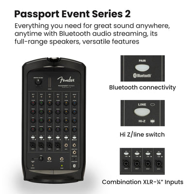 Fender Passport Event S2 Portable PA System w/ Stands