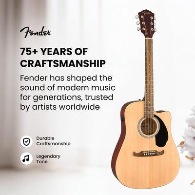 Fender FA-125CE Dreadnought Cutaway Acoustic-Electric Guitar - Natural w/ Gig Bag