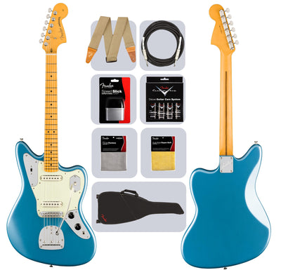 Fender American Professional Classic Jaguar - Faded Lake Placid Blue w/ Cleaning Kit