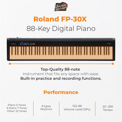 Roland FP-30X 88-Key Digital Piano - Black w/ Adjustable Stand