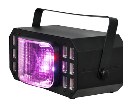 Gearlux 3-in-1 Strobe/UV Derby Light 10-Watt 2PCS RGBW CREE LEDs and 12PCS UV+White LED
