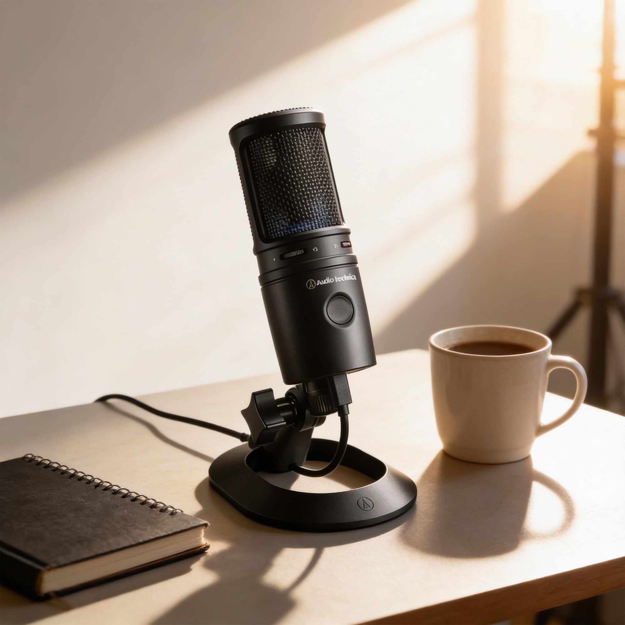 Audio-Technica AT2020USB-X Cardioid Condenser USB Microphone - Black w/ Pop Filter