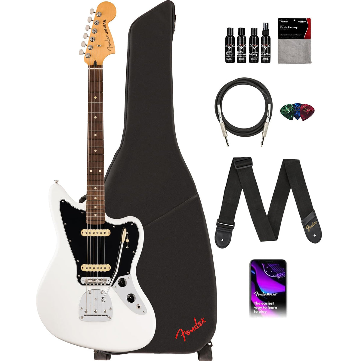 Fender Player II Jaguar - Polar White w/ Cleaning Kit