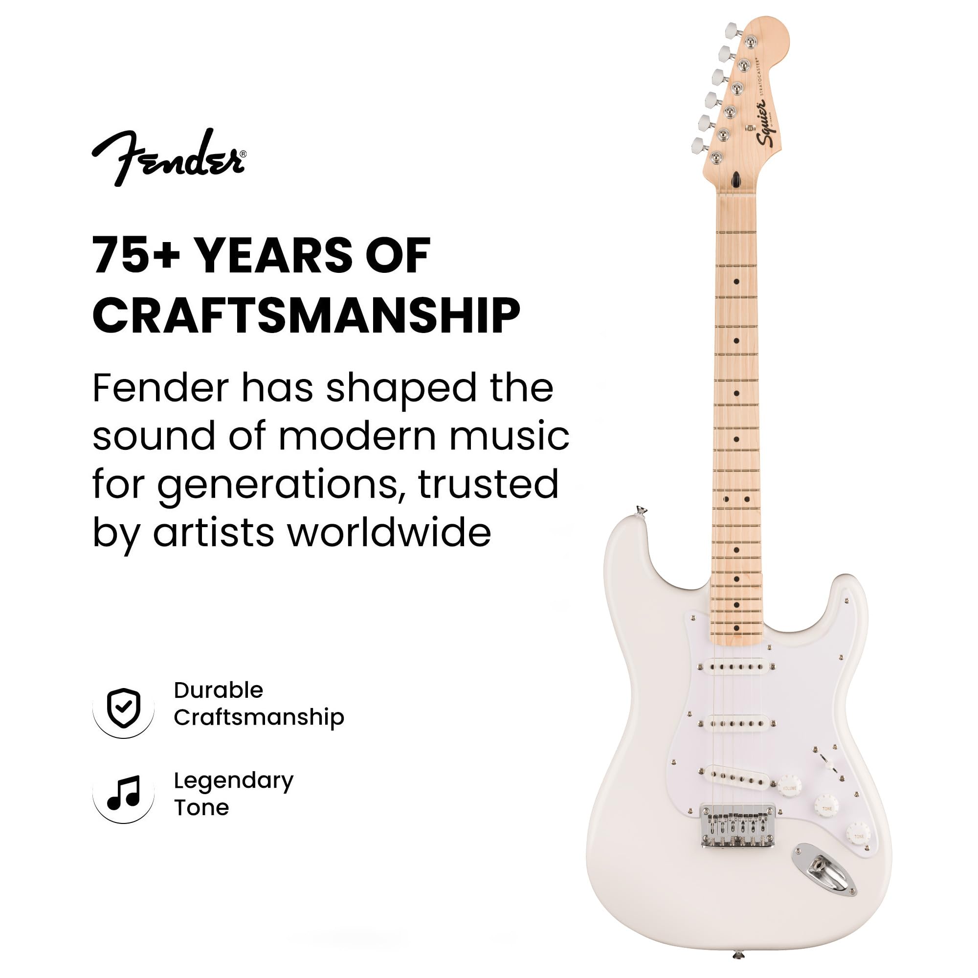 Fender Squier Sonic Stratocaster HT - Arctic White w/ Mustang Micro