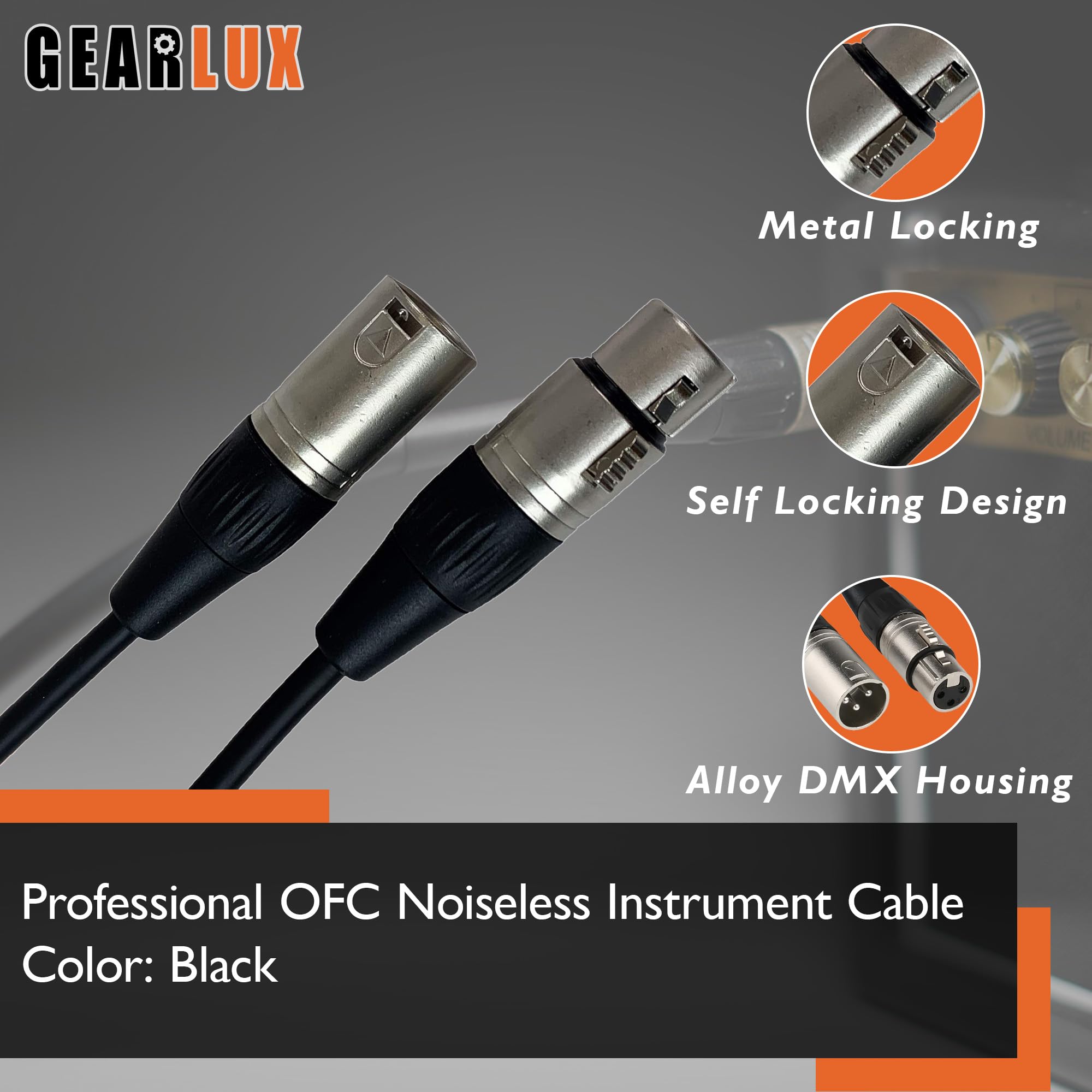 Gearlux 100-Foot 3-Pin Male-to-Female DMX Cable - 2 Pack