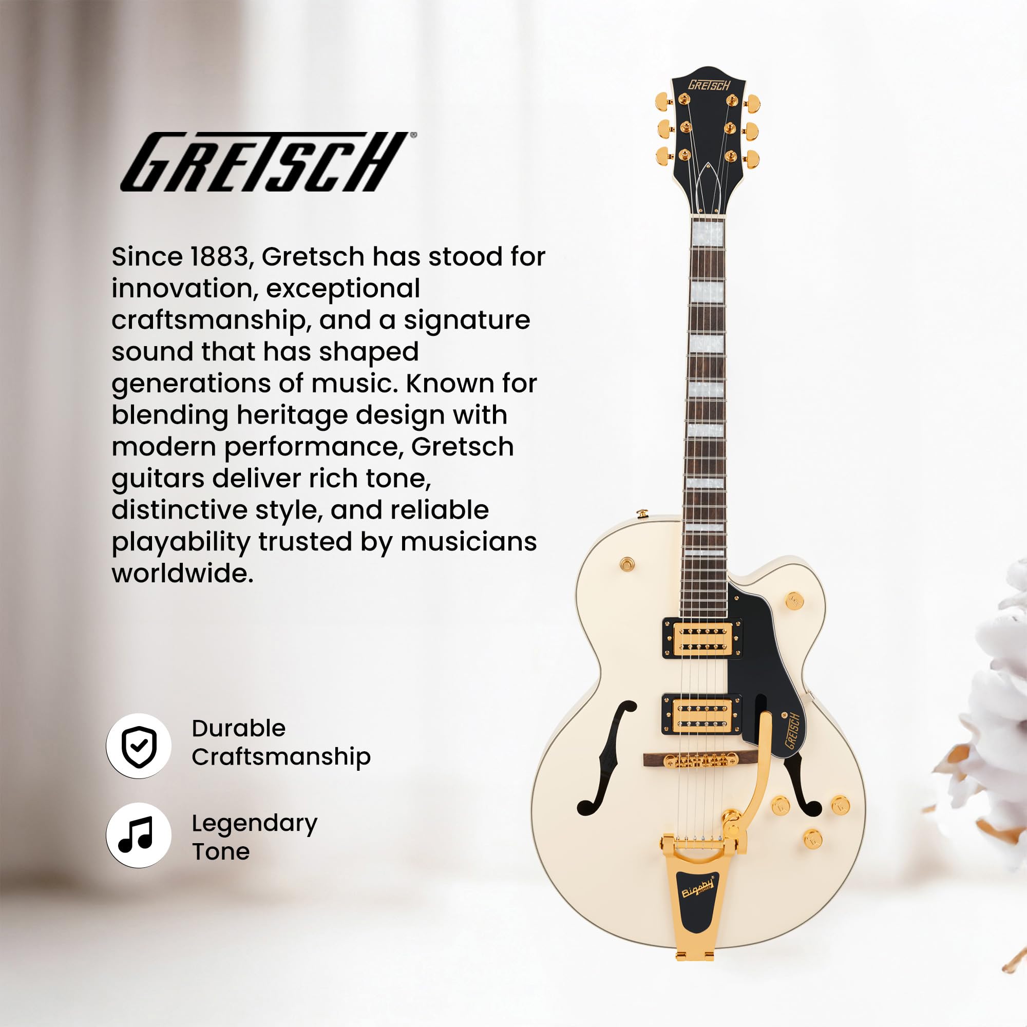 Gretsch G2420TG Streamliner Hollow Body with Bigsby Electric Guitar - Vintage White