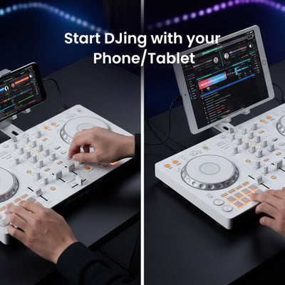 Pioneer DJ DDJ-FLX4 2-Channel DJ Controller - White w/ Laptop Stand