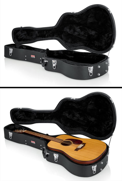 Gator GWE-DREAD12 Wood Case for 6- or 12-String Dreadnought Acoustic Guitars w/ Strap
