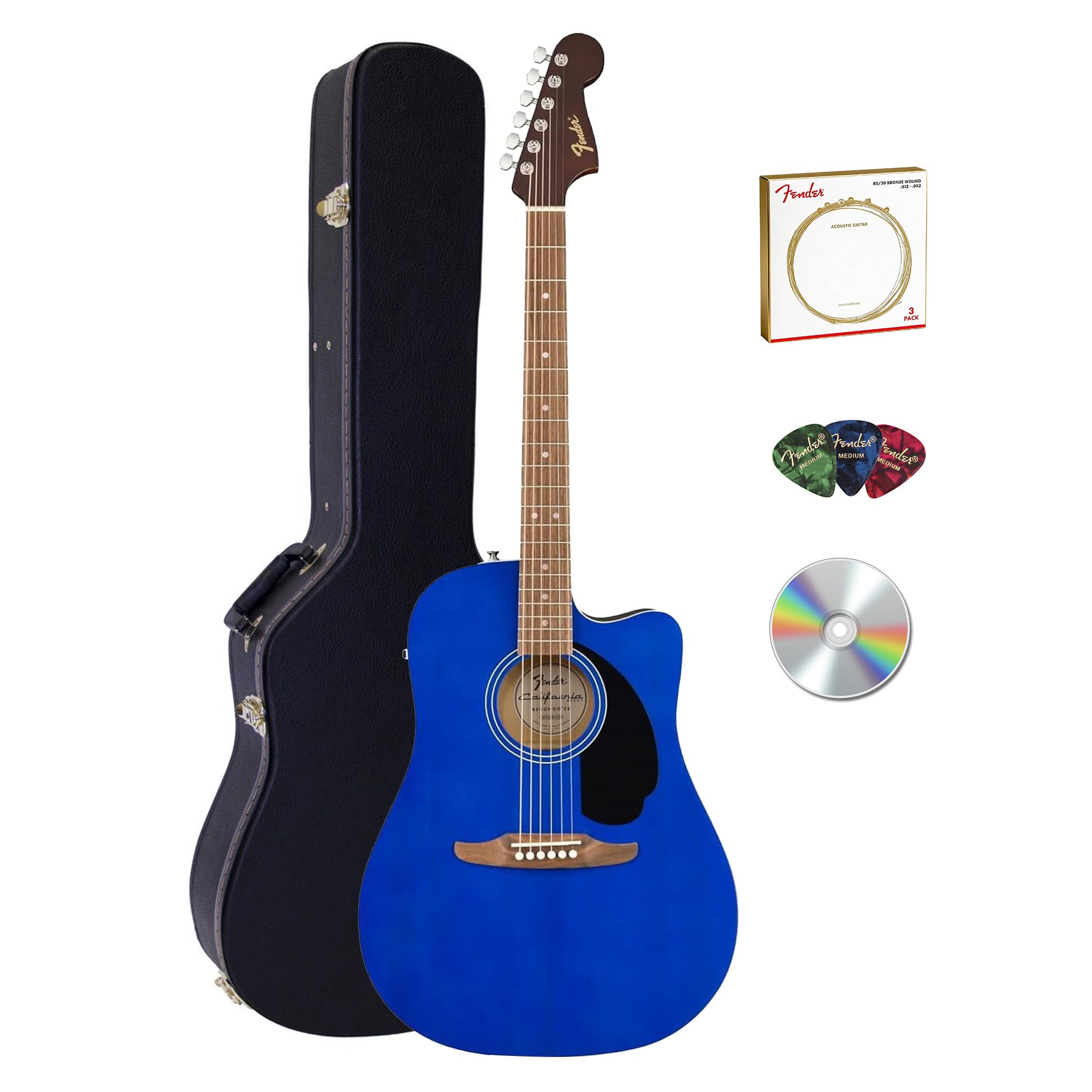 Fender FA Series Dreadnought Acoustic-Electric Guitar - Saphire Blue w/ Hard Case