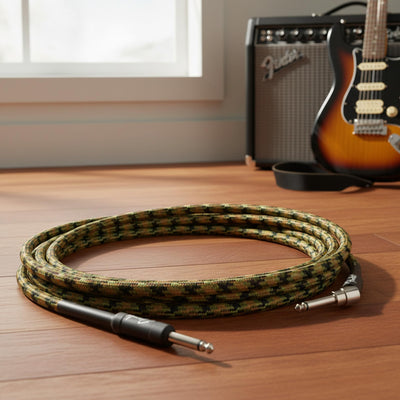 Fender 18.6-Foot Professional Instrument Cable, Straight-Angled, Woodland Camo - 1 Pack