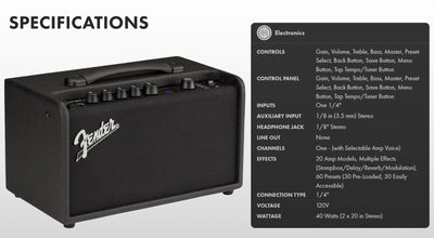 Fender Mustang LT40S Guitar Combo Amplifier w/ Instrument Cable