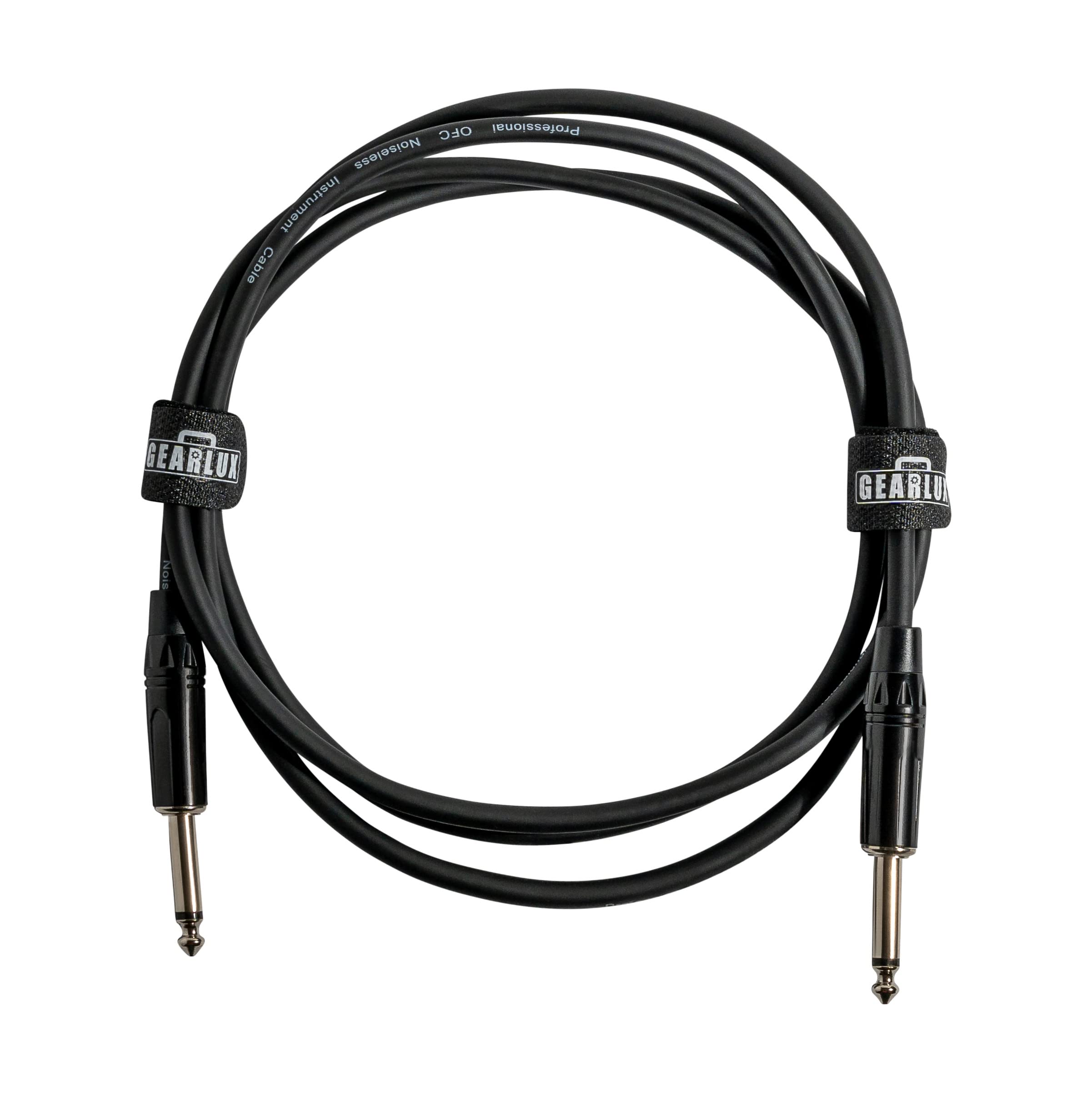 Gearlux 6-Foot Instrument Cable, 1/4 Inch, Straight-Straight, Black - 6 Pack