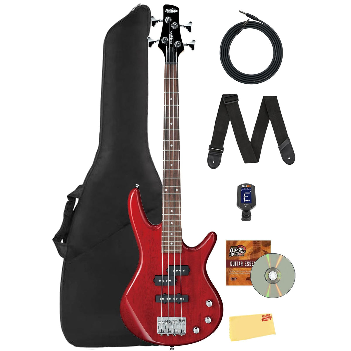 Ibanez GSRM20 SR Gio miKro Short-Scale Bass Guitar - Transparent Red w/ Gig Bag