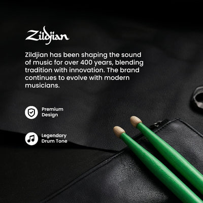 Zildjian 5A Acorn Neon Green Drumsticks - 6 Pack