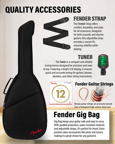 Fender Redondo Mini 3/4-Size Kids Acoustic Guitar - Sunburst w/ Gig Bag