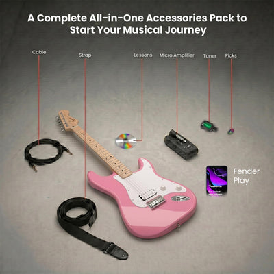 Fender Squier Sonic Stratocaster HT H - Flash Pink w/ Mustang Micro