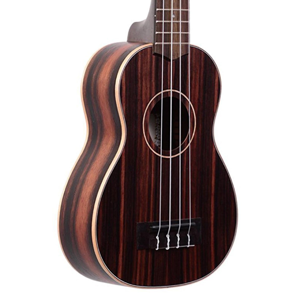 Kala KA-EBY-S Striped Ebony Soprano Ukulele w/ Gig Bag