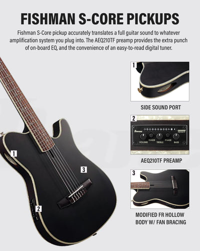 Ibanez TOD10N Tim Henson Nylon Acoustic-Electric Guitar - Transparent Black Flat w/ Case