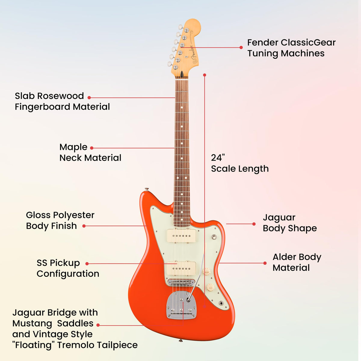 Fender Player II Jazzmaster - Rallye Orange w/ Cleaning Kit