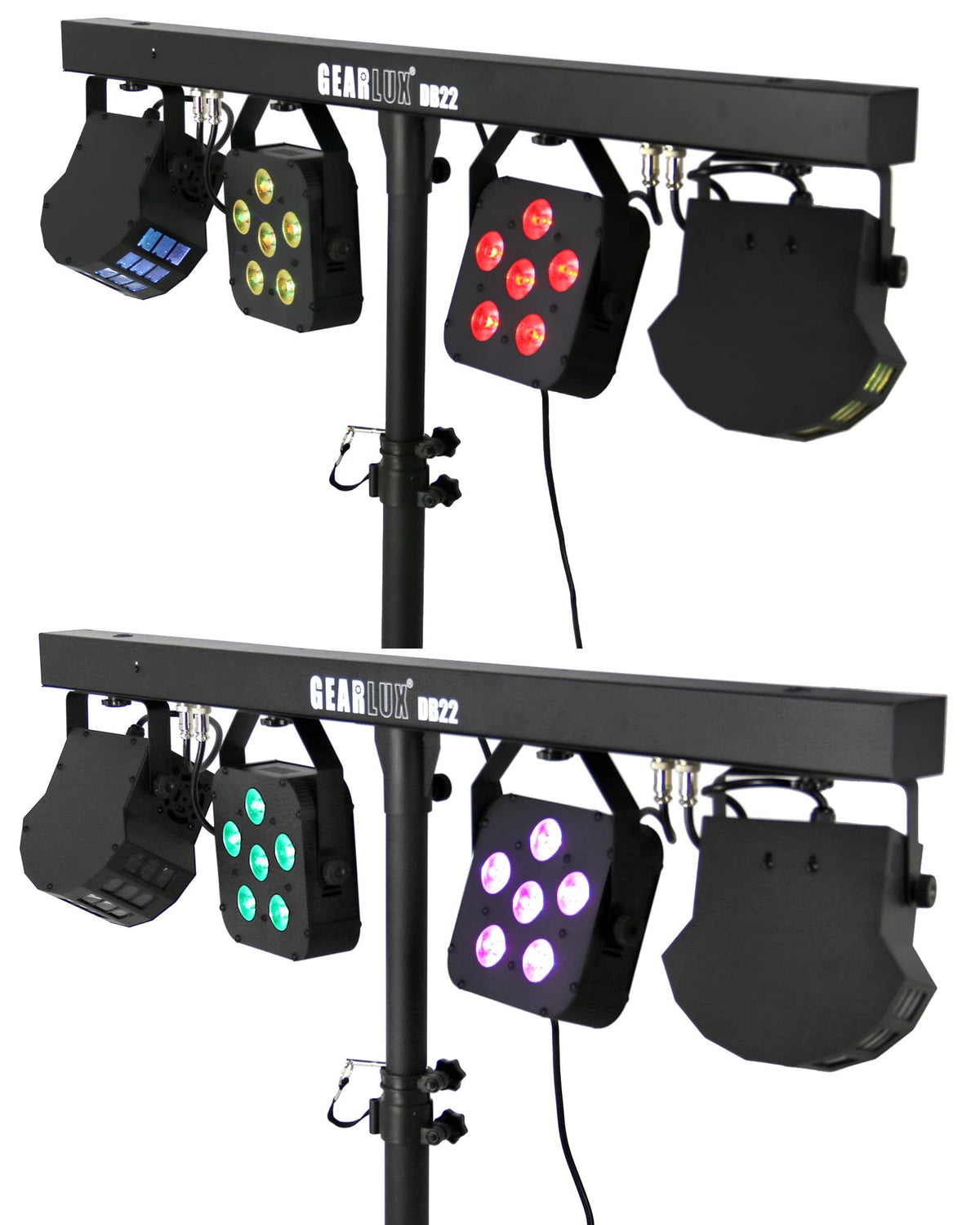 Gearlux 4-in-1 LED Party Bar Derby Light 2 X 6PCS 8-Watt RGBW Bright LEDs and 2 X 2PCS 10-Watt Warm LEDs
