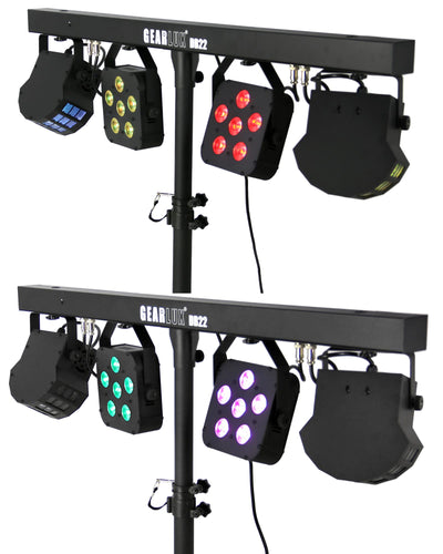 Gearlux 4-in-1 LED Party Bar Derby Light 2 X 6PCS 8-Watt RGBW Bright LEDs and 2 X 2PCS 10-Watt Warm LEDs