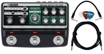 Boss RE-202 Space Echo Delay and Reverb Effects w/ Instrument Cables